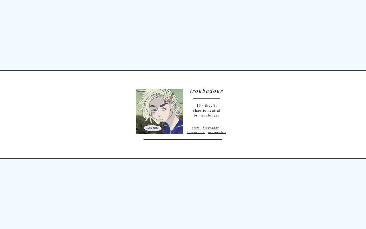 Carrd profile picture for @troubadour
